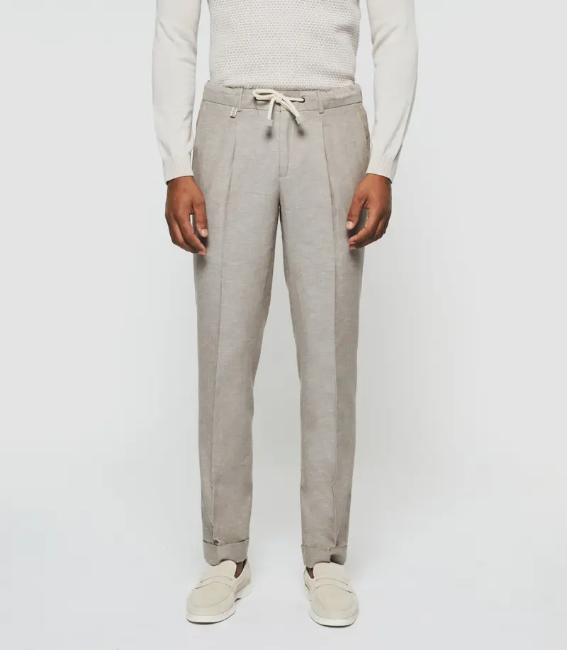 Pantalon ville en lin taupe "Balicio"