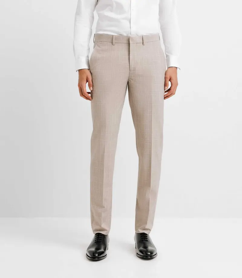 Pantalon ville esprit prince de galles beige