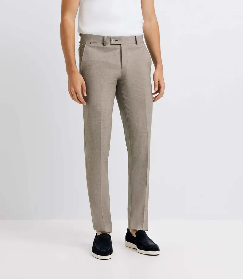 Pantalon ville motif pied de puce marron