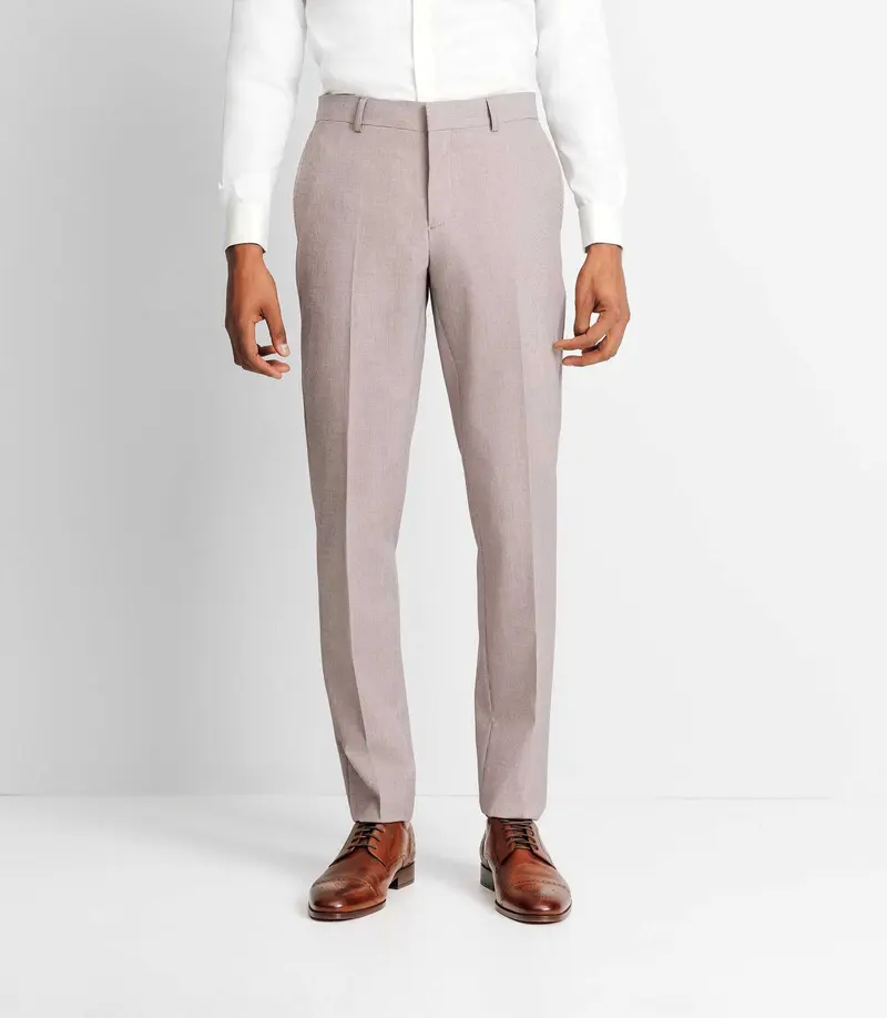 Pantalon ville motif pied de puce parme foncé