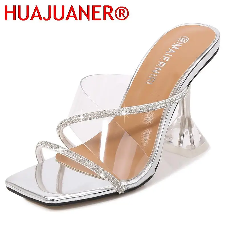Pantoufles transparentes en PVC, coupe en cristal, chaussures décontractées Sexy à talons hauts, grande taille 35-43 44 45 46, pantoufles transparentes à bout ouvert pour femmes