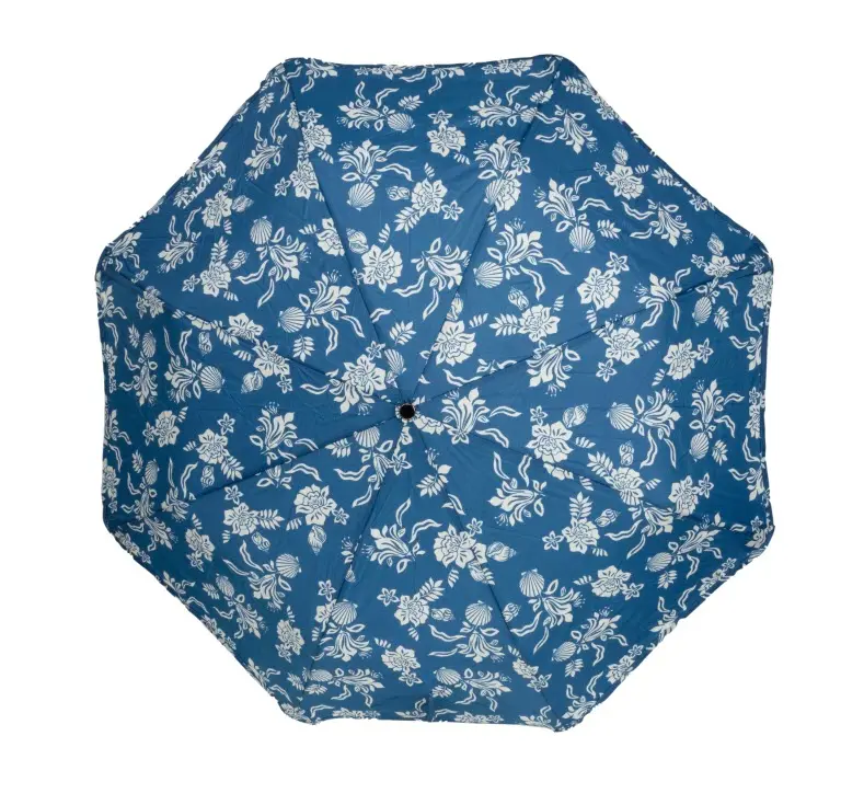 Parapluie Alpha X-TRA Solide Isotoner Fleur Coquillage Bleu