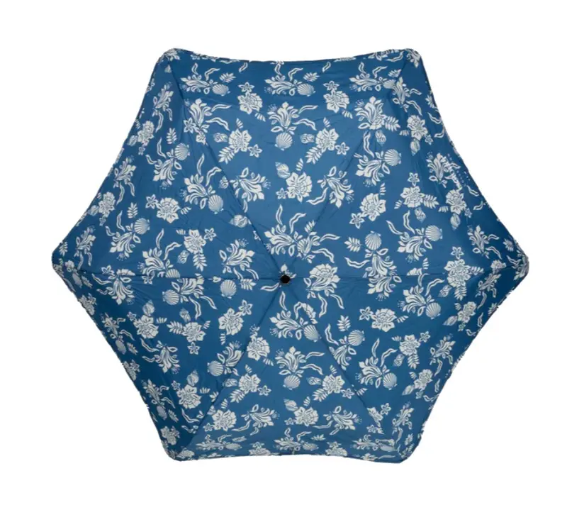 Parapluie Alpha X-TRA Solide Isotoner Fleur Coquillage Bleu