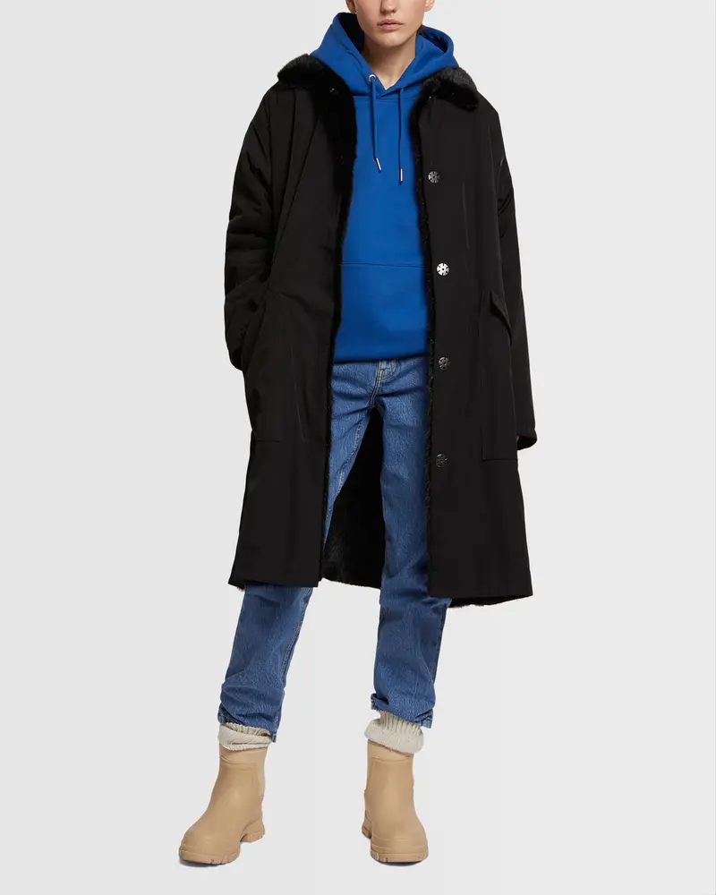 Parka à col en tissu technique réversible en fourrure de vison