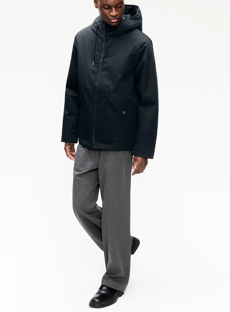 Parka courte en coton imperméable marine