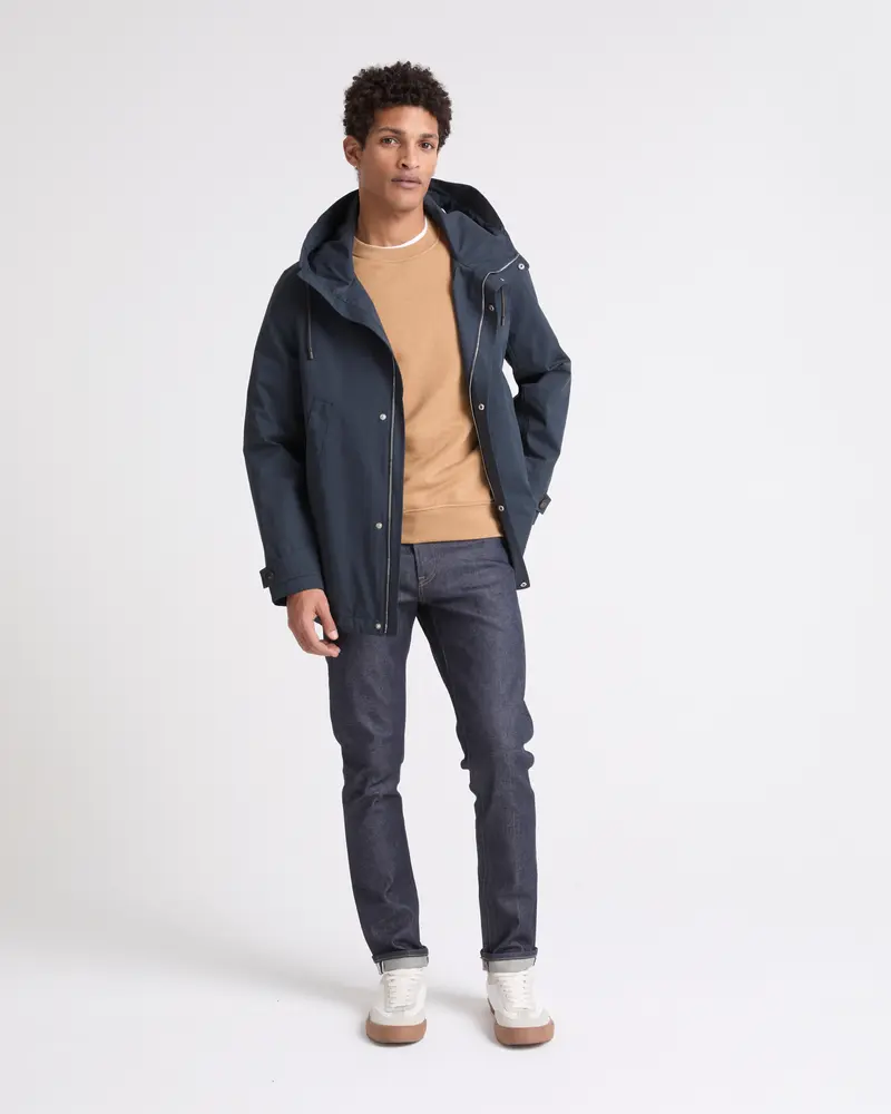 Parka courte en tissu technique mix coton