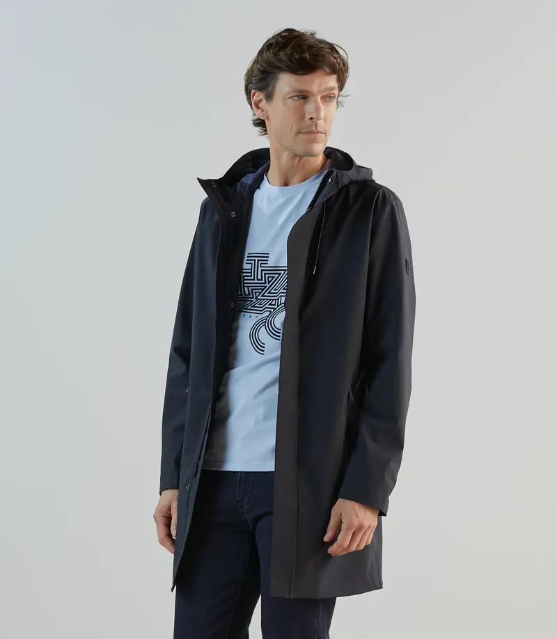 Parka légère à capuche marine