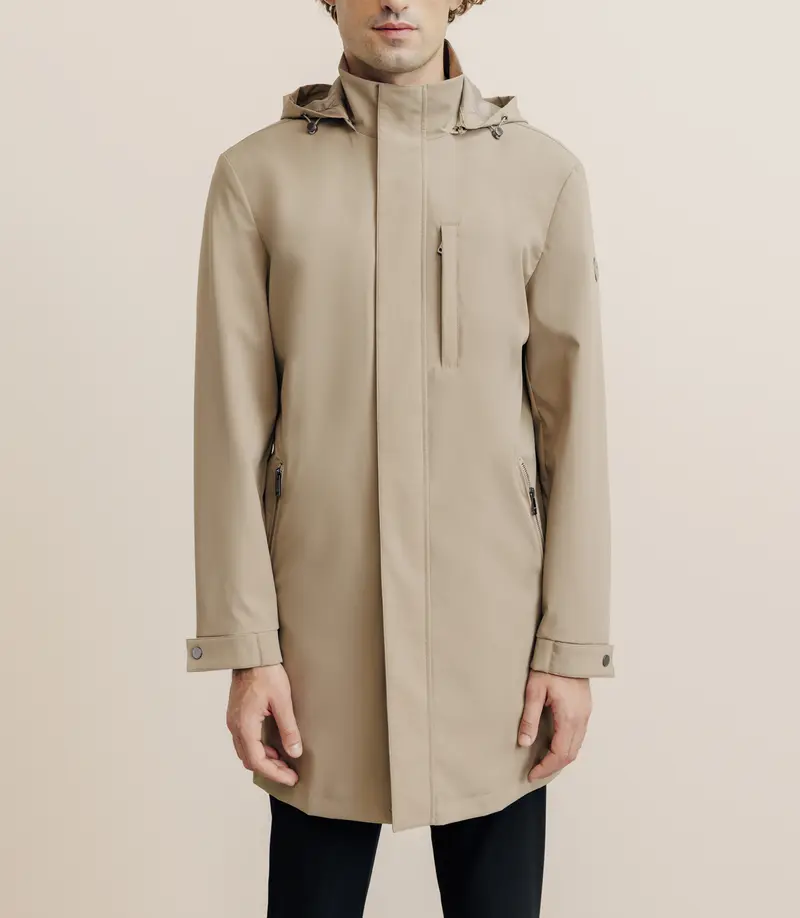 Parka longue et légère beige