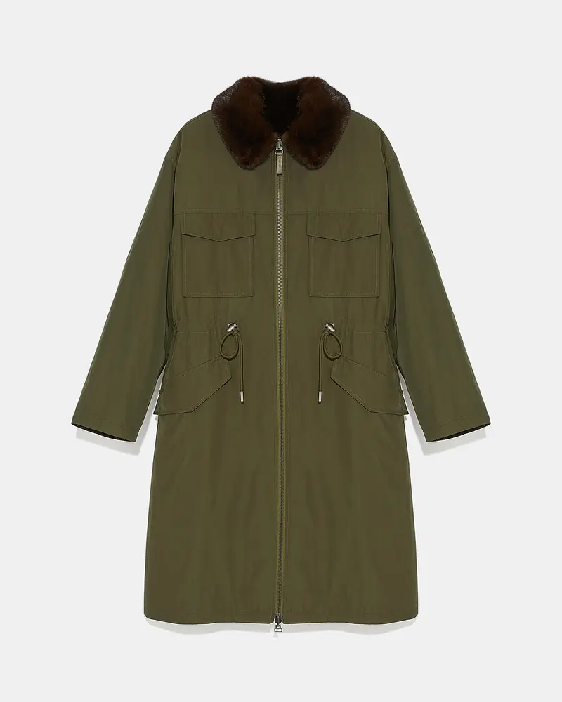 Parka réversible en tissu technique et fourrure de vison