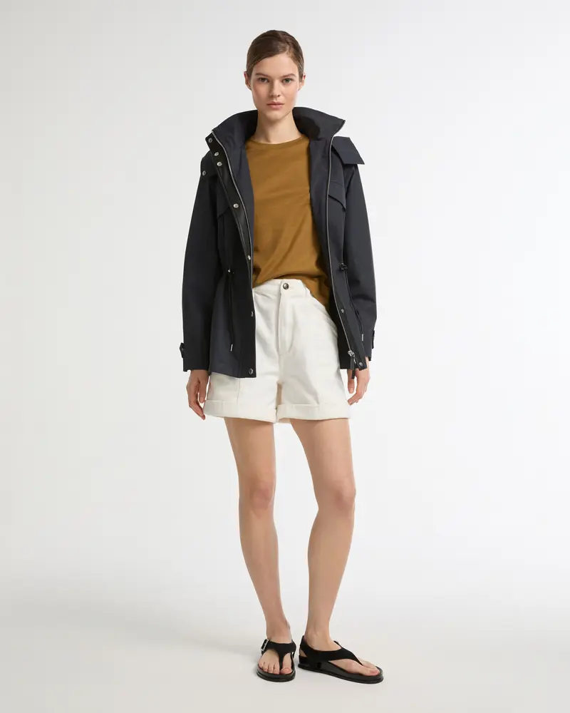 Parka saharienne en coton mélangé et cuir imperméable