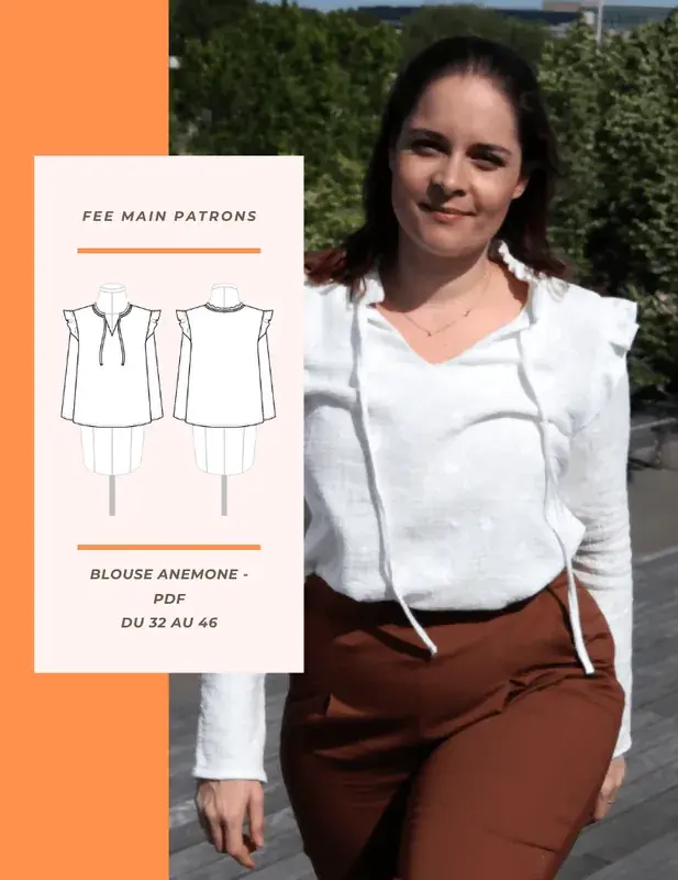Patron PDF Blouse Anémone du 32 au 46