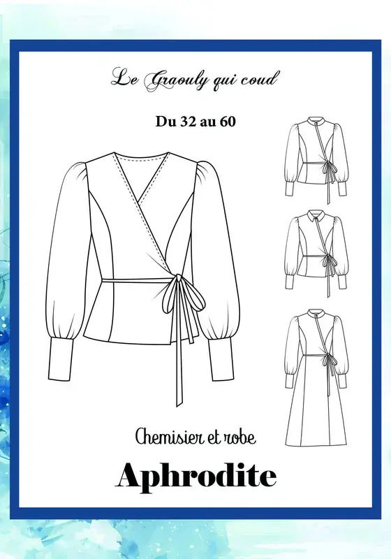 Patron PDF Chemisier/Robe Aphrodite du 32 au 60