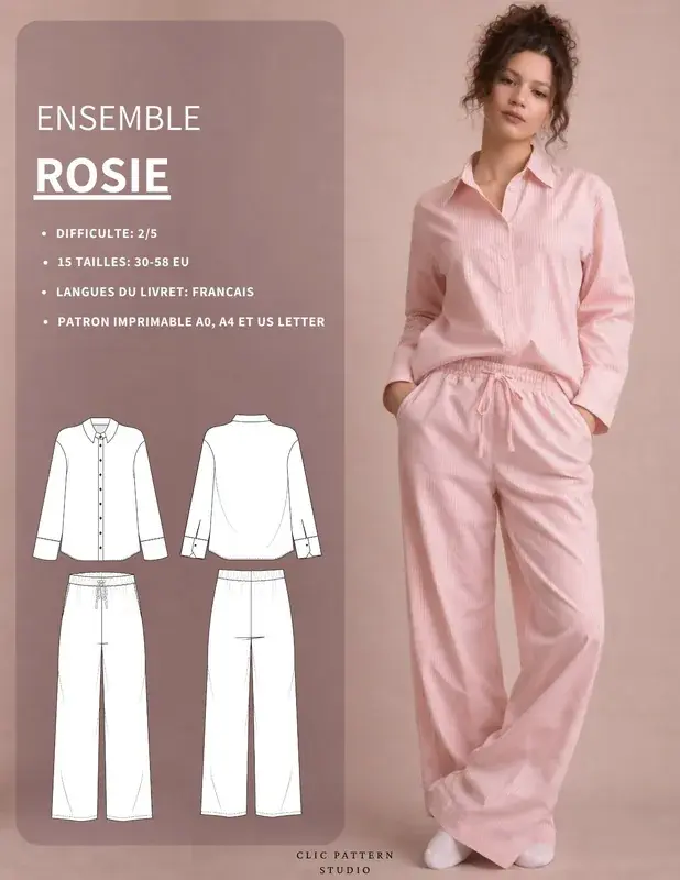 Patron PDF Ensemble Blouse & Pantalon Pyjama ROSIE