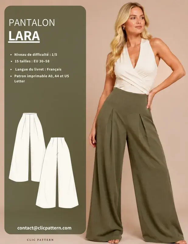 Patron PDF Pantalon femme LARA du 30 au 58