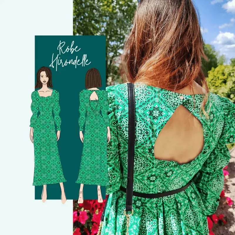 Patron PDF Robe/Blouse Hirondelle du 32 au 50