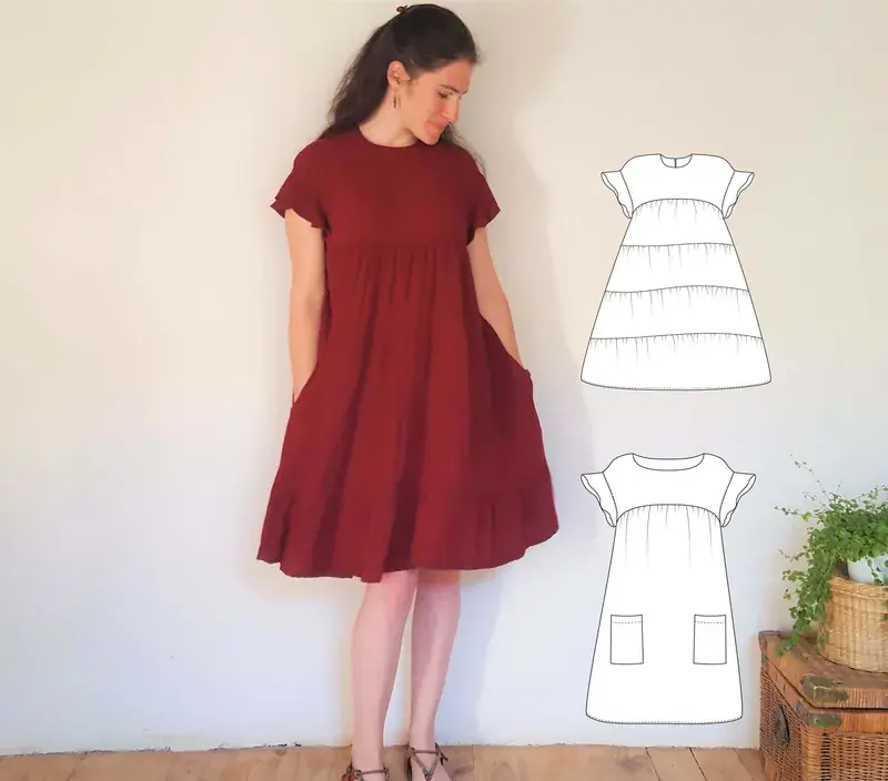 Patron PDF Robe courte d'été Pansy du 32 au 56