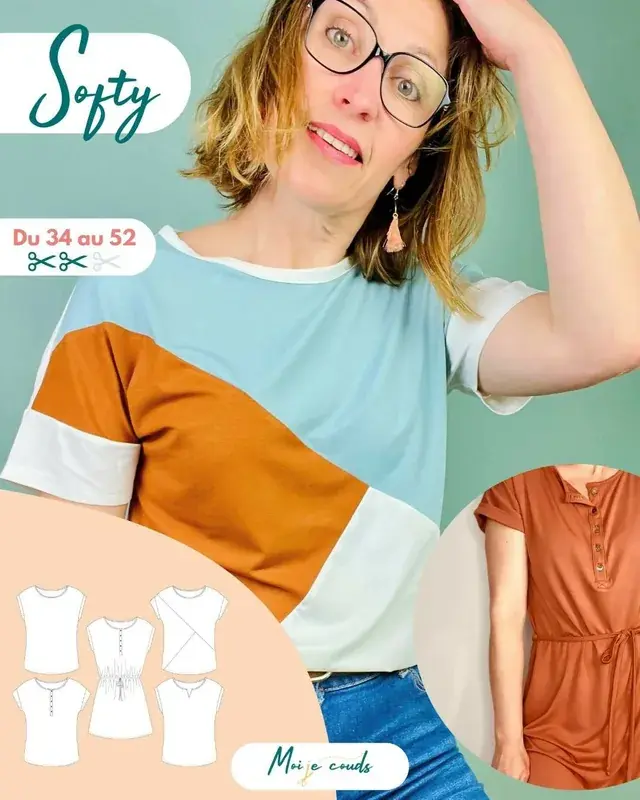 Patron PDF Robe et T-shirt Softy du 34 au 52