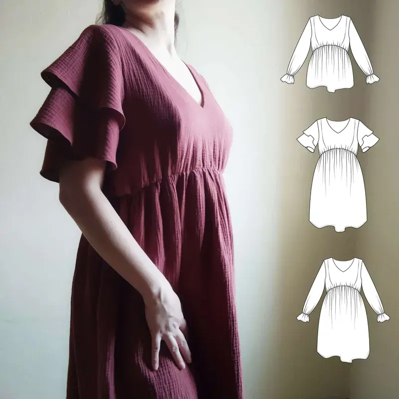 Patron PDF Robe ou Blouse Glynis du 32 au 60