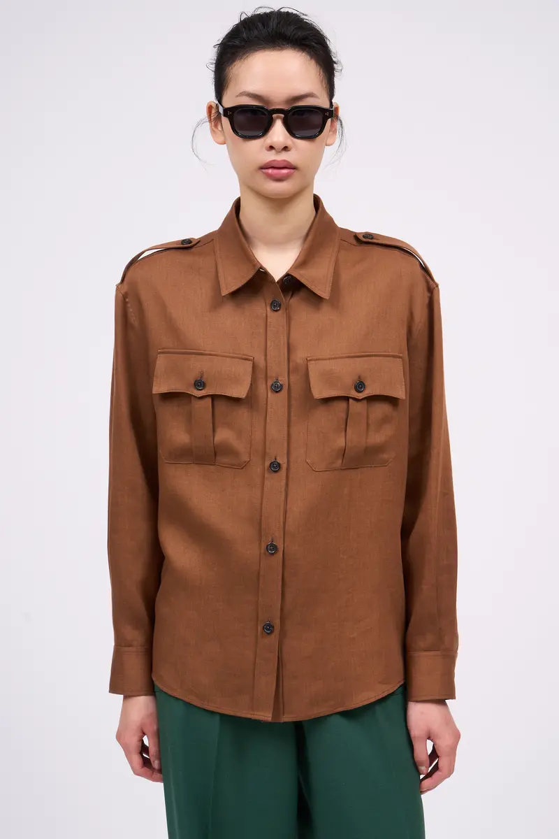 Paul & Joe Straight-cut linen twill shirt Aria