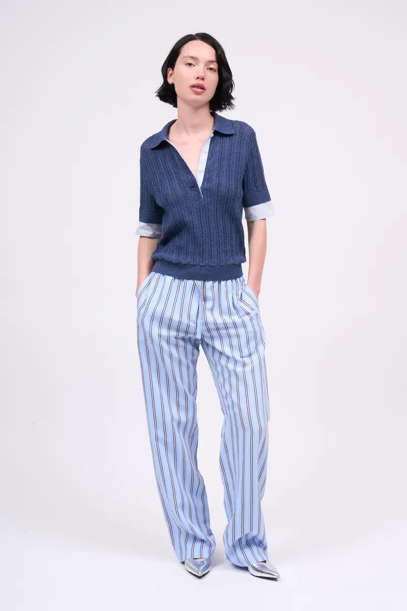 Paul & Joe Striped viscose trousers with a relaxed fit Sully