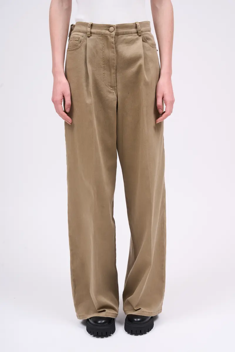 Paul & Joe Wide-leg trousers in vintage-wash cotton twill Hermano