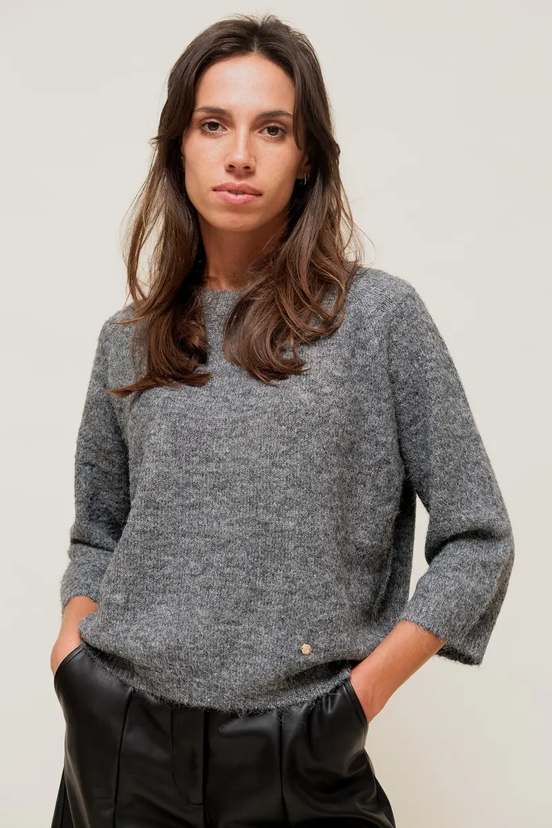 PELYNE - Pull à Manches 3/4 Gris