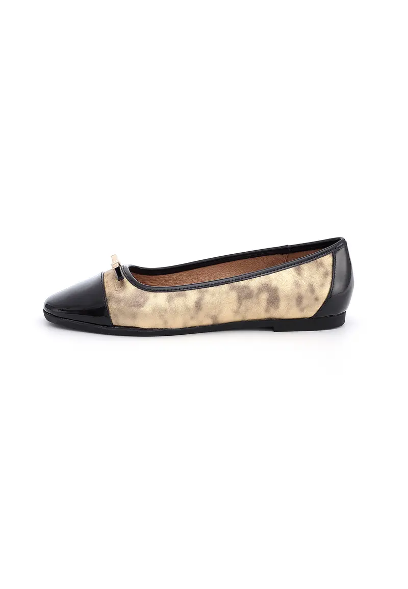 PENELLA - Ballerines avec Nœud doré en Cuir Or