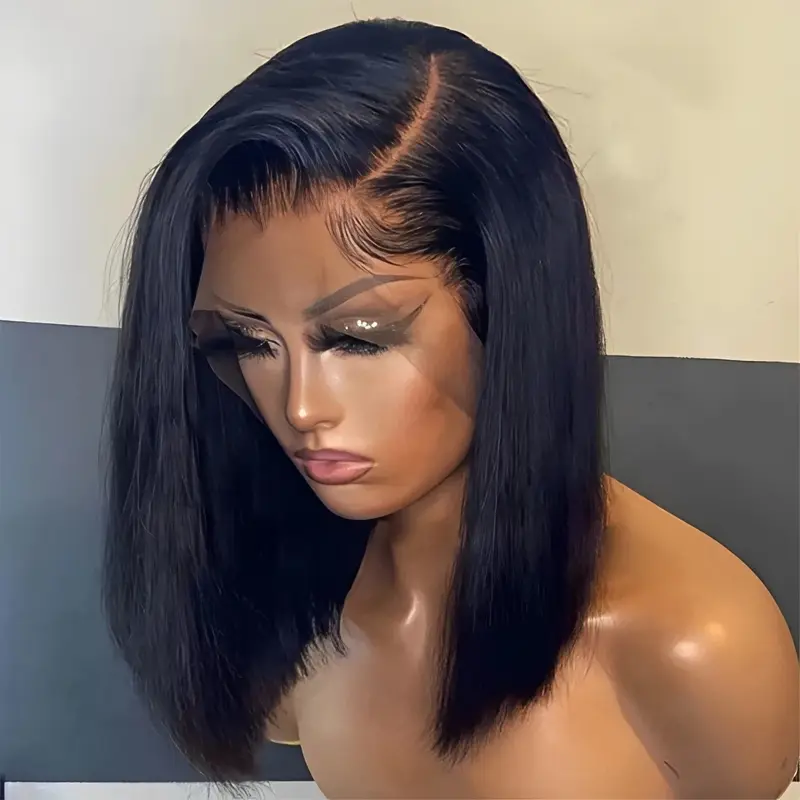 Perruque Lace Frontale 13x4 Bob Brésilien – Cheveux Humains 100%, Densité 200%, Lisse & Naturelle