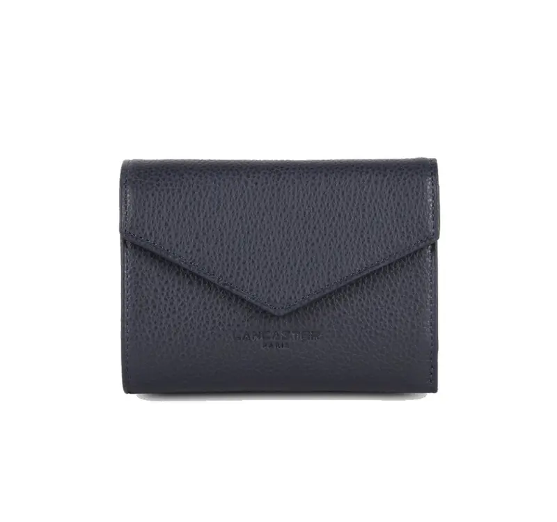 Petit portefeuille en cuir Lancaster-Foulonné PM Bleu Foncé