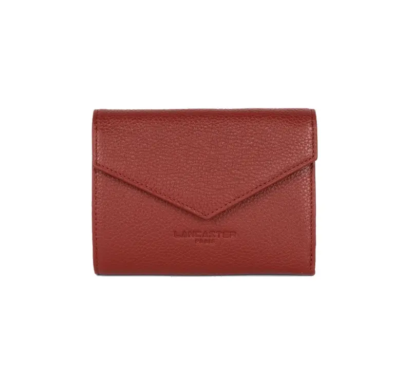 Petit portefeuille en cuir Lancaster-Foulonné PM Carmin