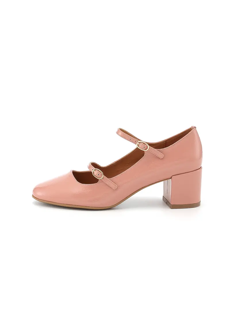 PIVOINE - Escarpins en cuir verni rose