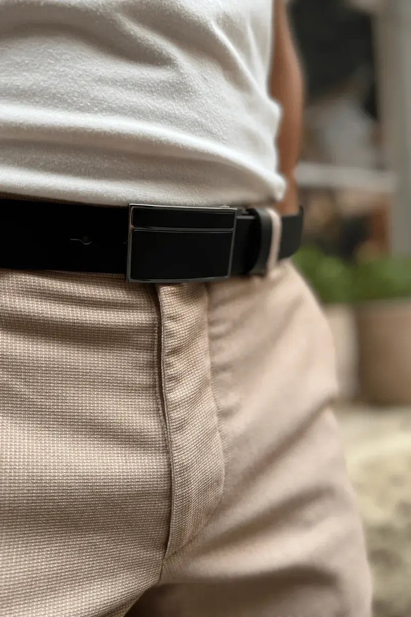 Plaque noire - Ceinture homme en cuir noir fabriquée en France