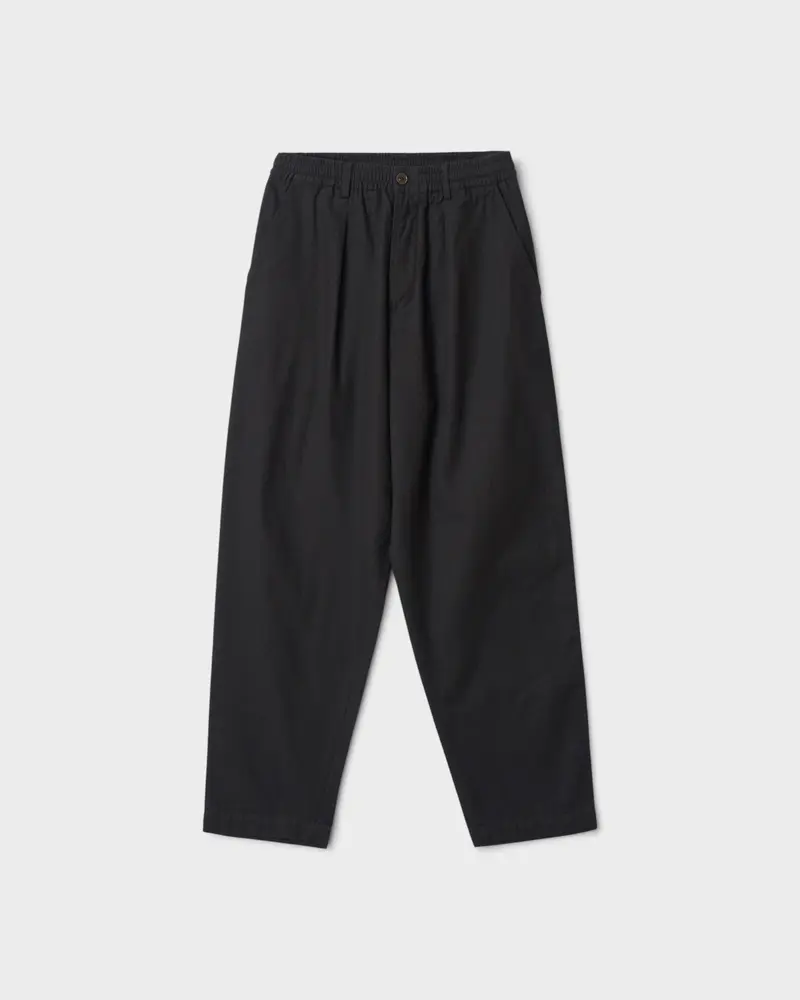 Pleated Track Pant Brushed Moleskin Black