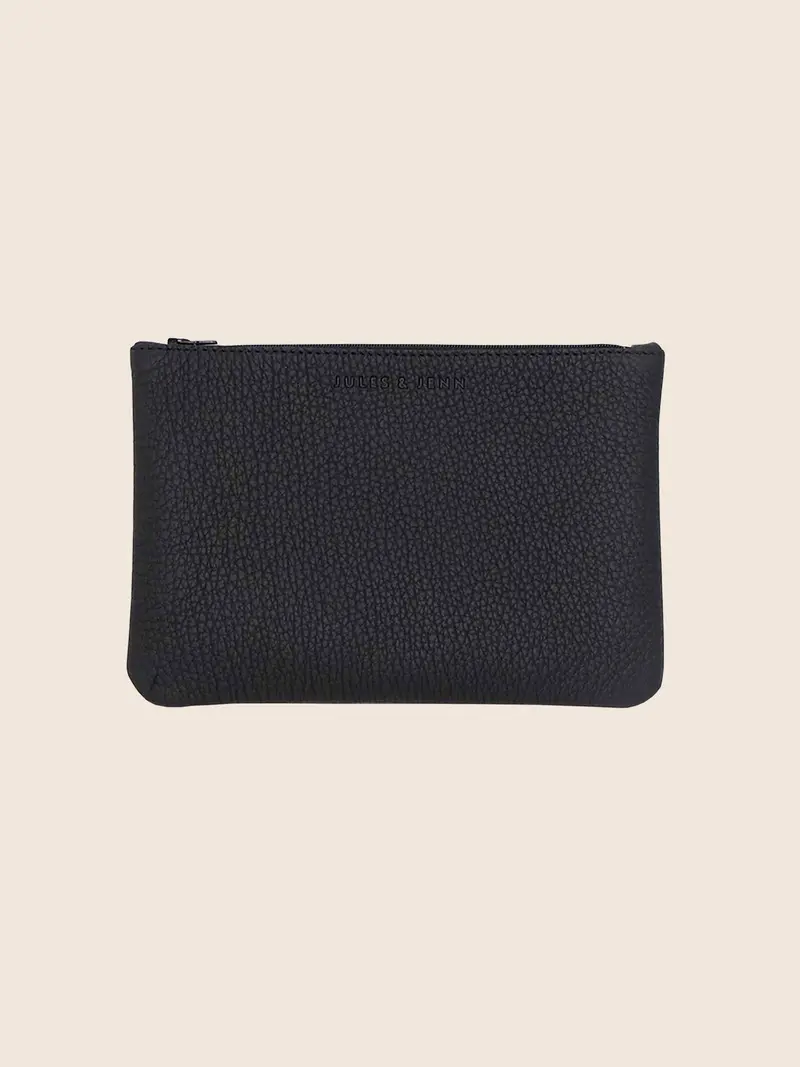 Pochette cuir grainé noir