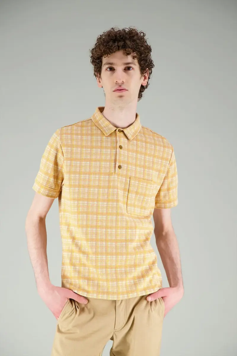 Polo à carreaux oranges