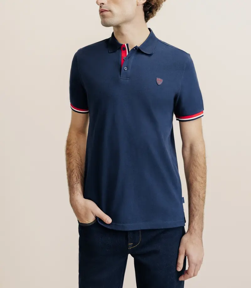 Polo à contraste marine