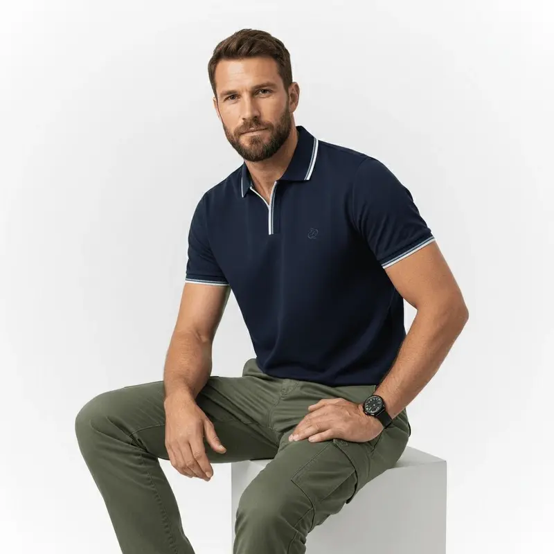 Polo anti UV bleu marine