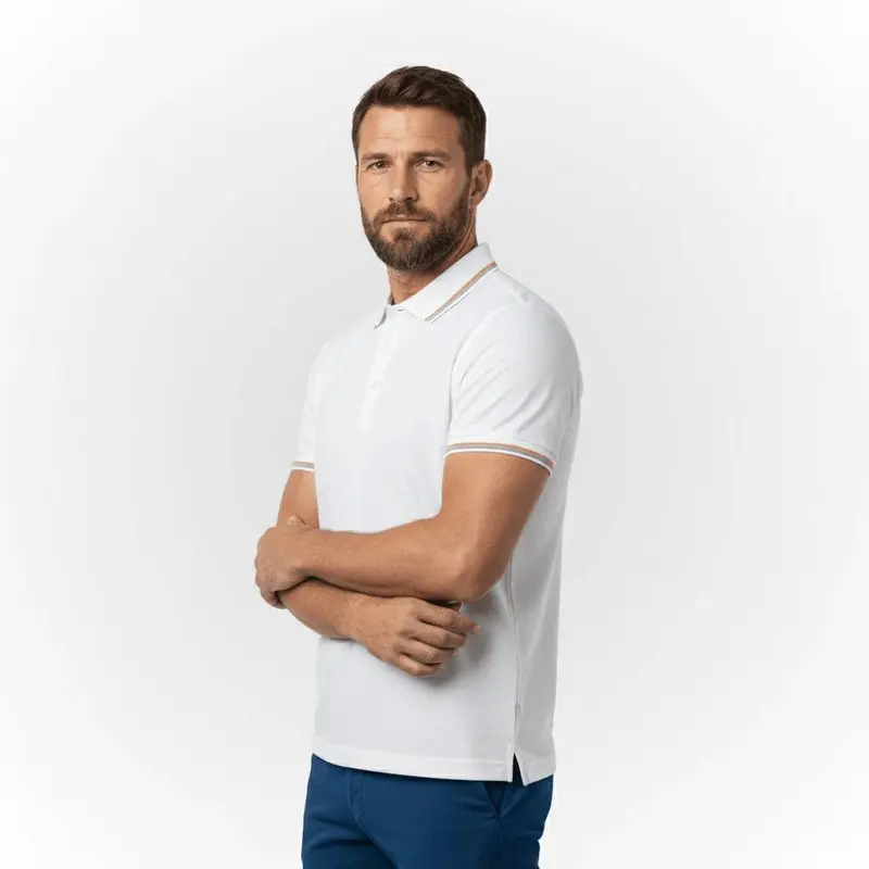 Polo blanc mercerisé
