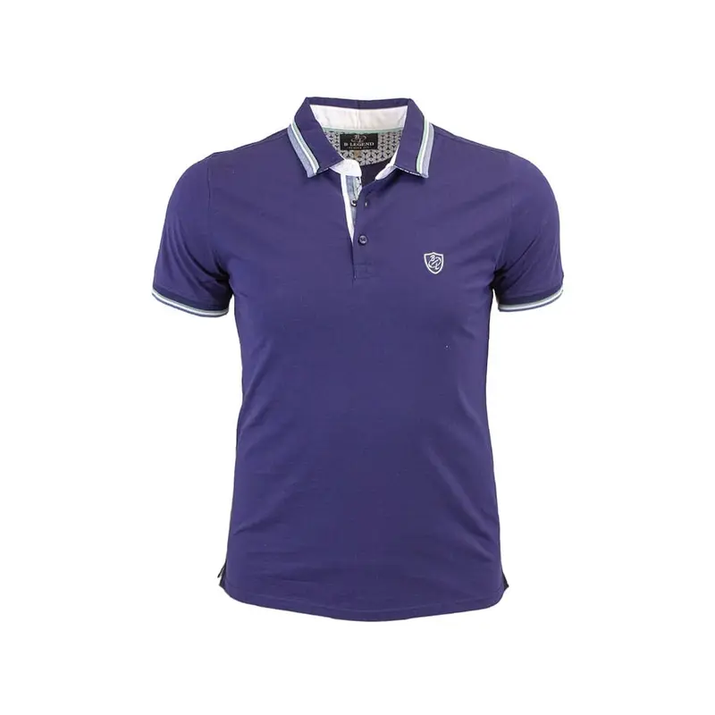 Polo bleu BL col rayé