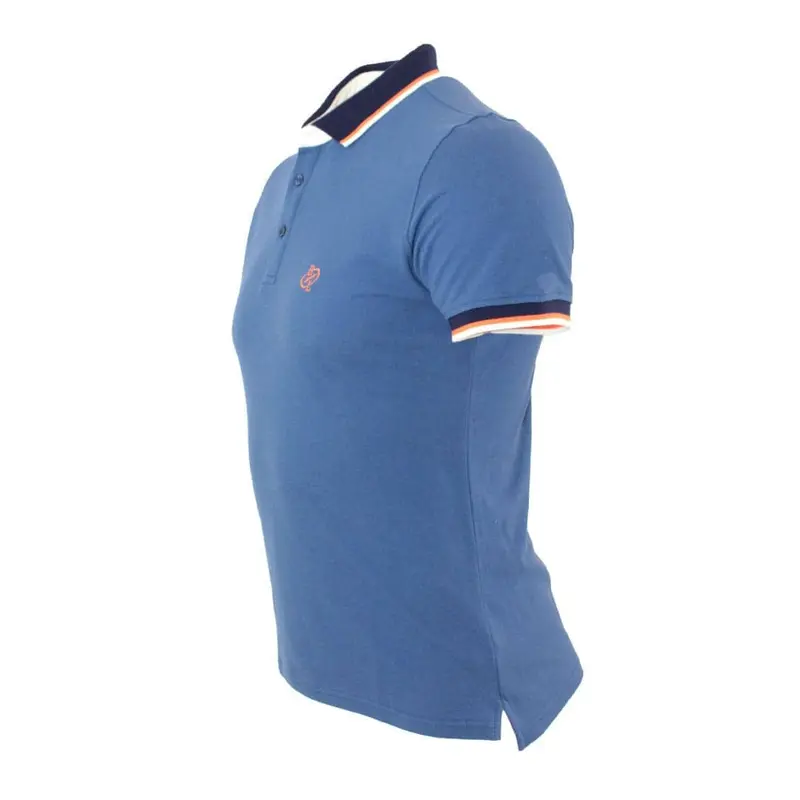 Polo bleu indigo finitions contrastées