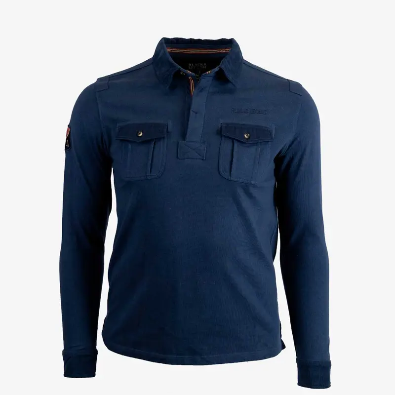 Polo bleu marine à manches longues et double poche