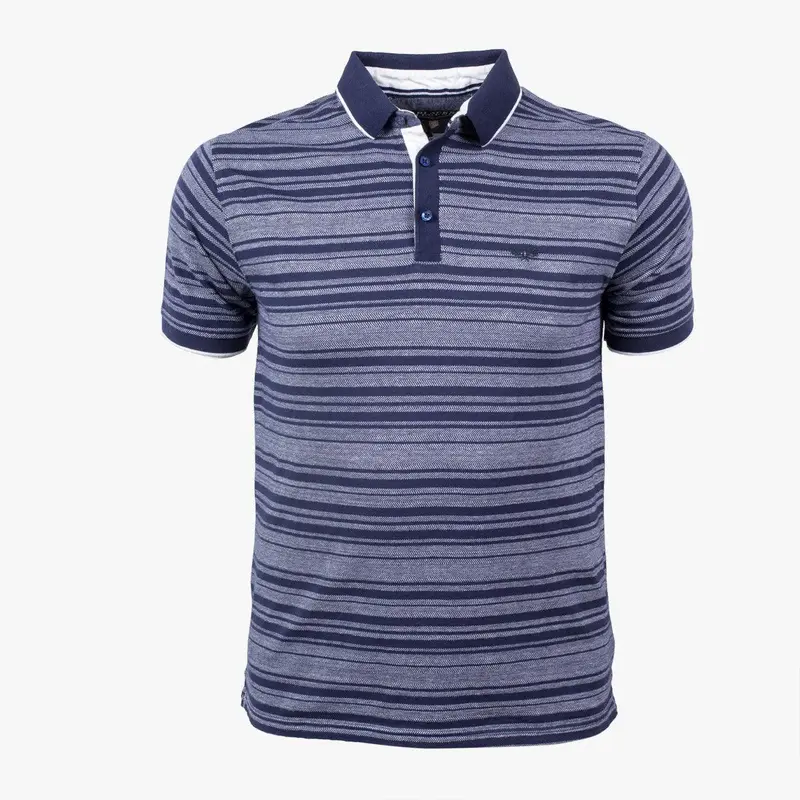 Polo bleu marine à motifs rayés