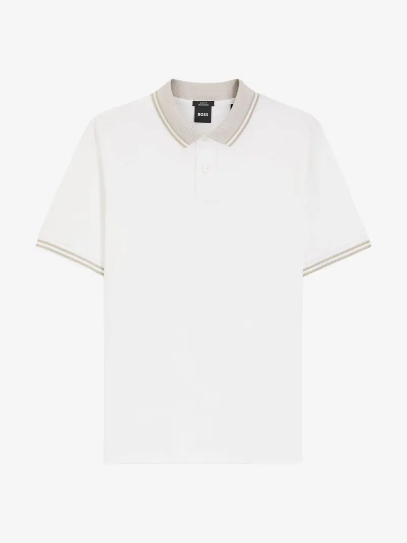 Polo BOSS blanc en coton