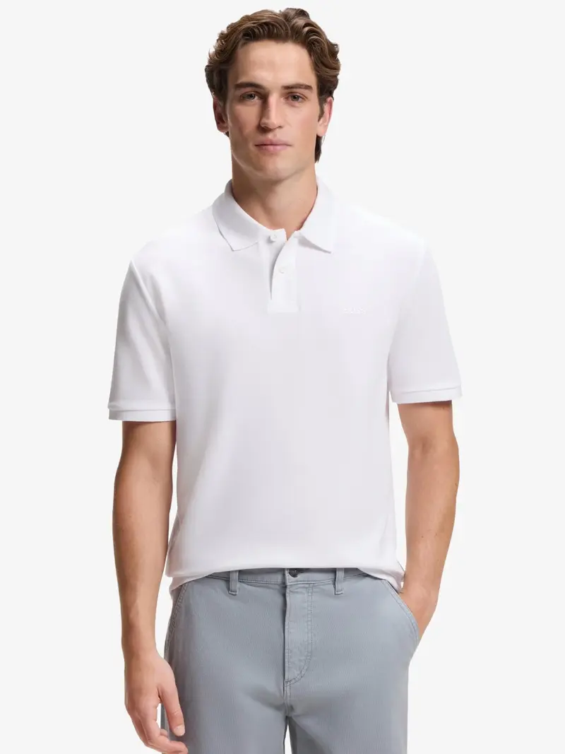 Polo BOSS blanc en coton