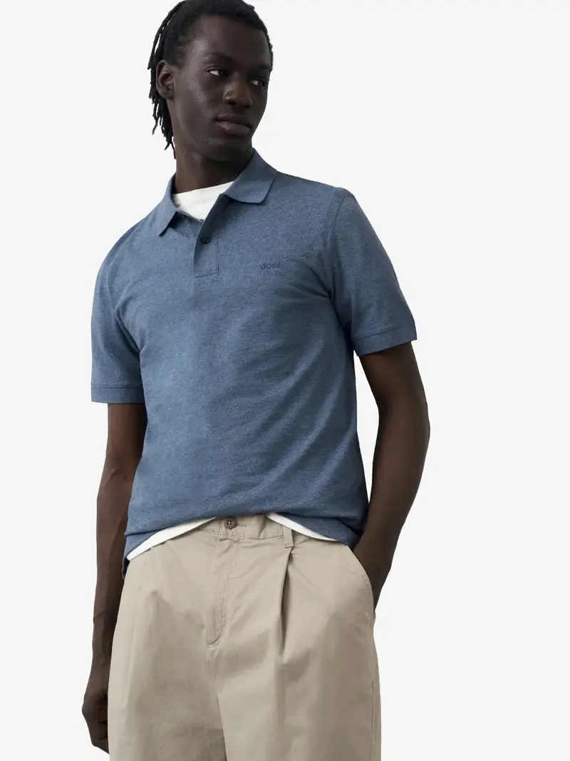 Polo BOSS bleu en coton