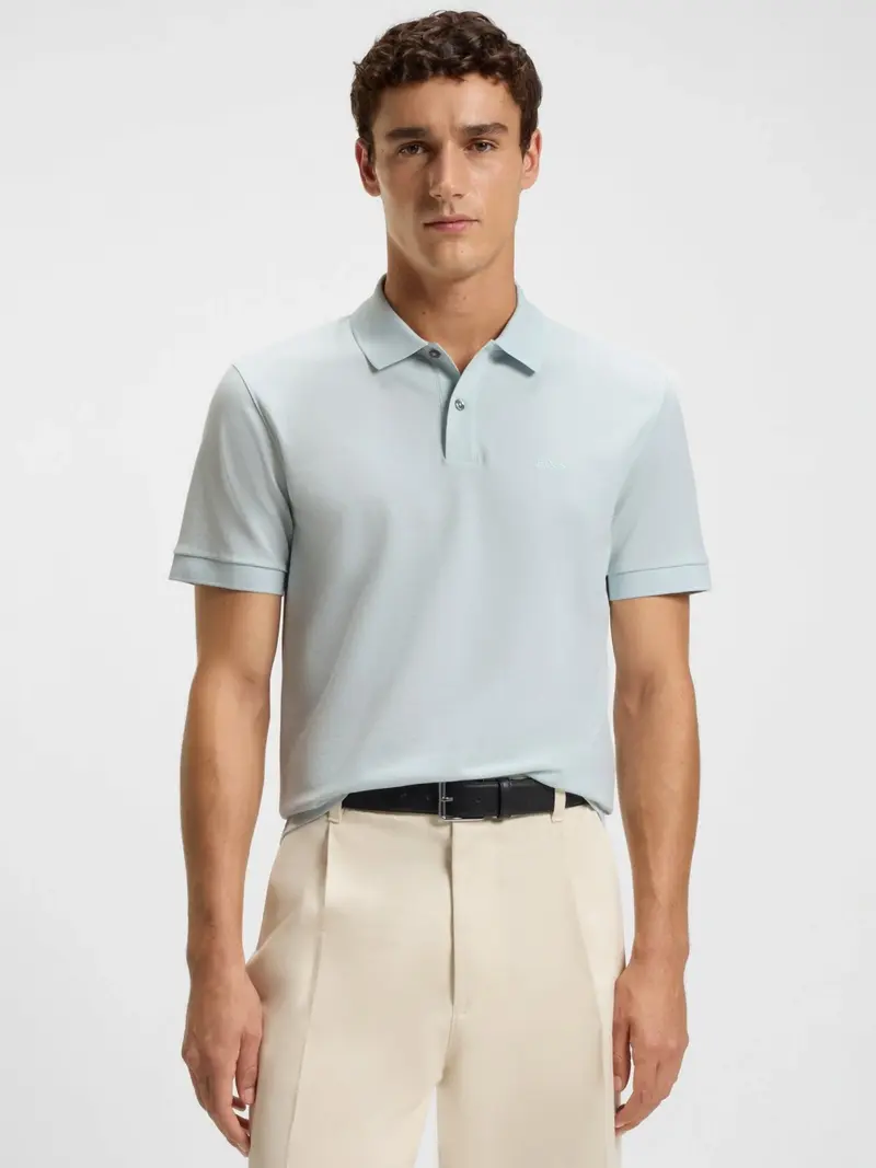 Polo BOSS bleu en coton