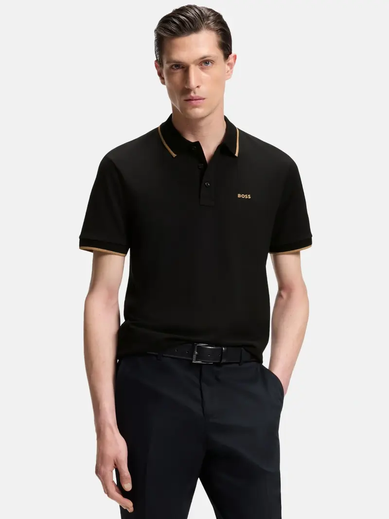 Polo BOSS noir en coton