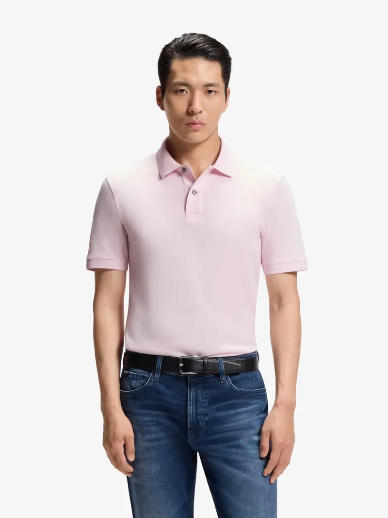 Polo BOSS rose en coton