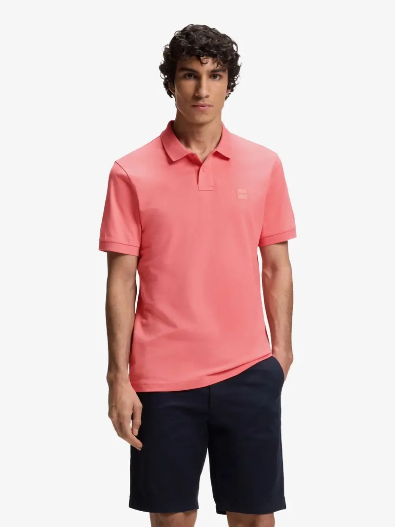 Polo BOSS rose en coton