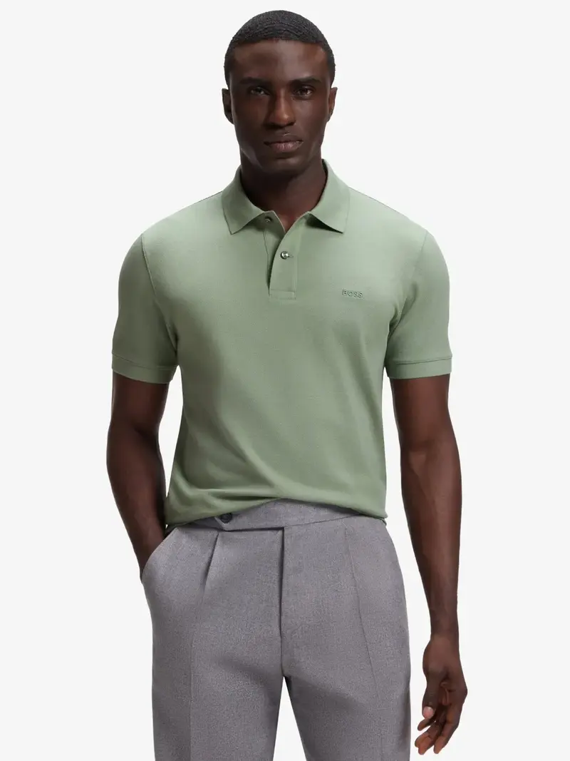 Polo BOSS vert en coton